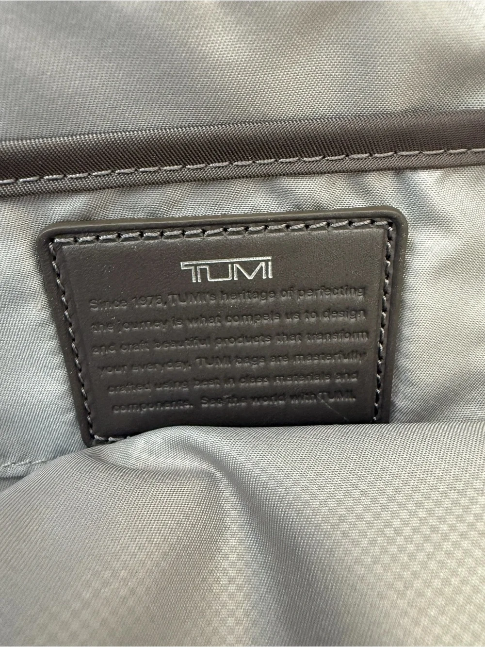 TUMI Voyageur Halle Backpack Nylon Leather Taupe Grey Travel Work Bag E517